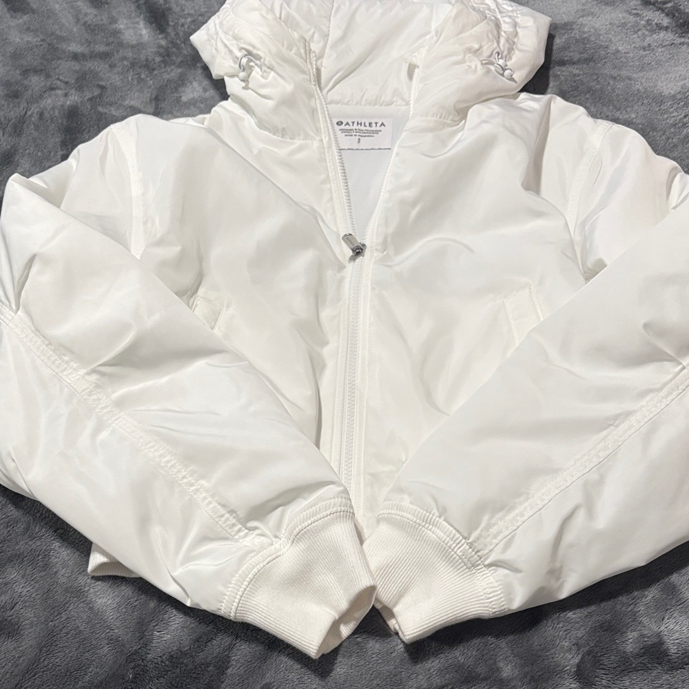 Athleta Women's White Bomber Jacket - Picture 3 of 5